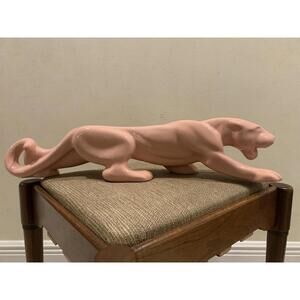 Royal Haeger 23" Prowling Pink Peach Panther Cat Ceramic Vintage Rare